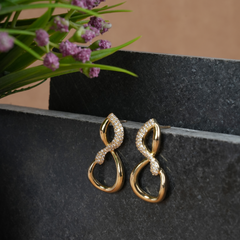 Elegant Gold-Tone Infinity Drop Earrings