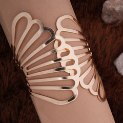 Elegant Golden Cut-Out Wide Band Bracelet