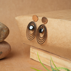 Geometric Oval Drop Rose Gold Earrings