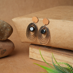 Geometric Oval Drop Rose Gold Earrings