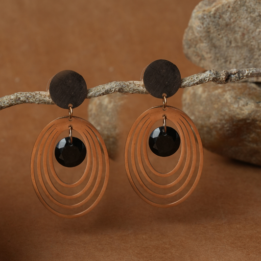 Geometric Oval Drop Rose Gold Earrings