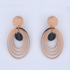 Geometric Oval Drop Rose Gold Earrings
