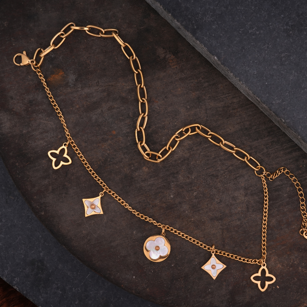 Gold-Tone Clover Charm  Bracelet