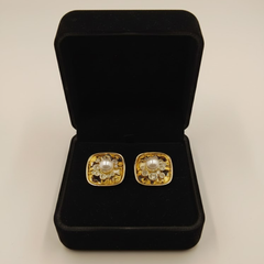 Classic Pearl & Crystal Stud Earrings in Gold Tone