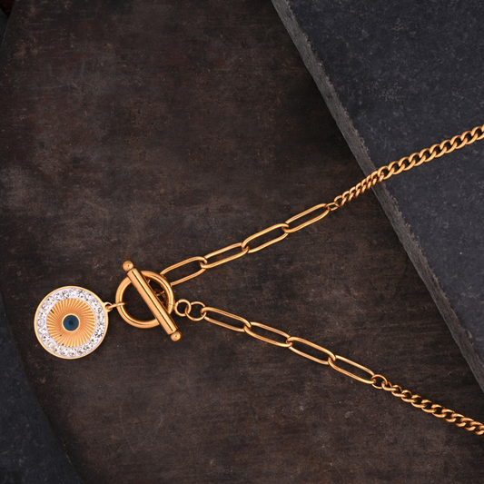 Gold-Tone Mixed-Chain Toggle Necklace