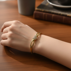 Pave Knot Gold-Tone Elegance Bracelet