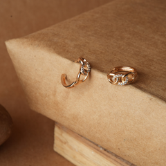 Interlocking Link Pave Rose Gold Huggie Earrings