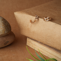 Interlocking Link Pave Rose Gold Huggie Earrings