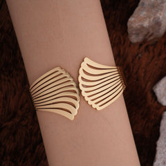 Elegant Golden Cut-Out Wide Band Bracelet