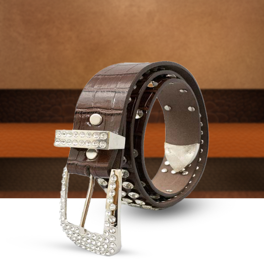 Buckle Up in Style: Studded Elegance Meets Western Bling with Our Brown and Black Leather Belts