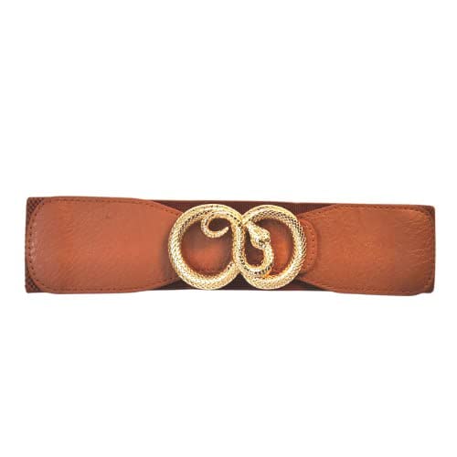 Brown Women Belt for Your Dress with Snake Buckle