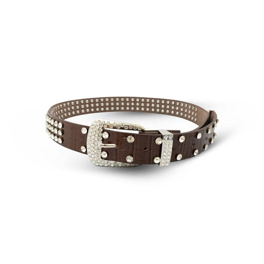 Buckle Up in Style: Studded Elegance Meets Western Bling with Our Brown and Black Leather Belts