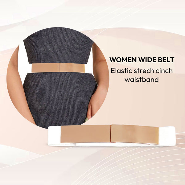Chic and Versatile Women's Elastic Strap White Belt with Elegant