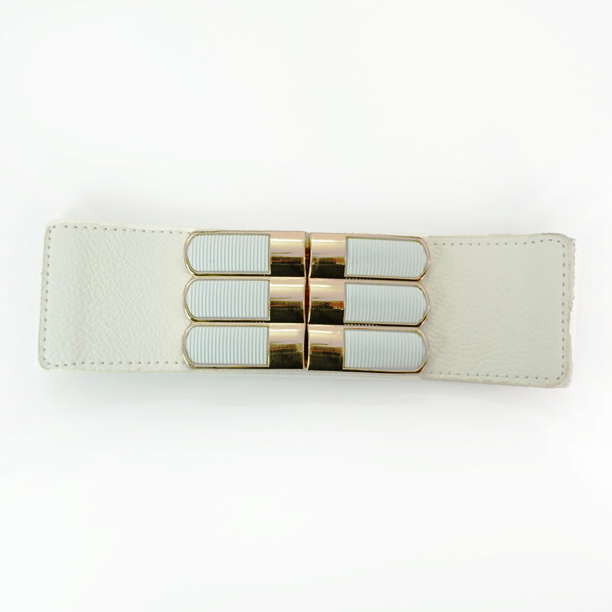 Elegant White Stretch Waist Belt