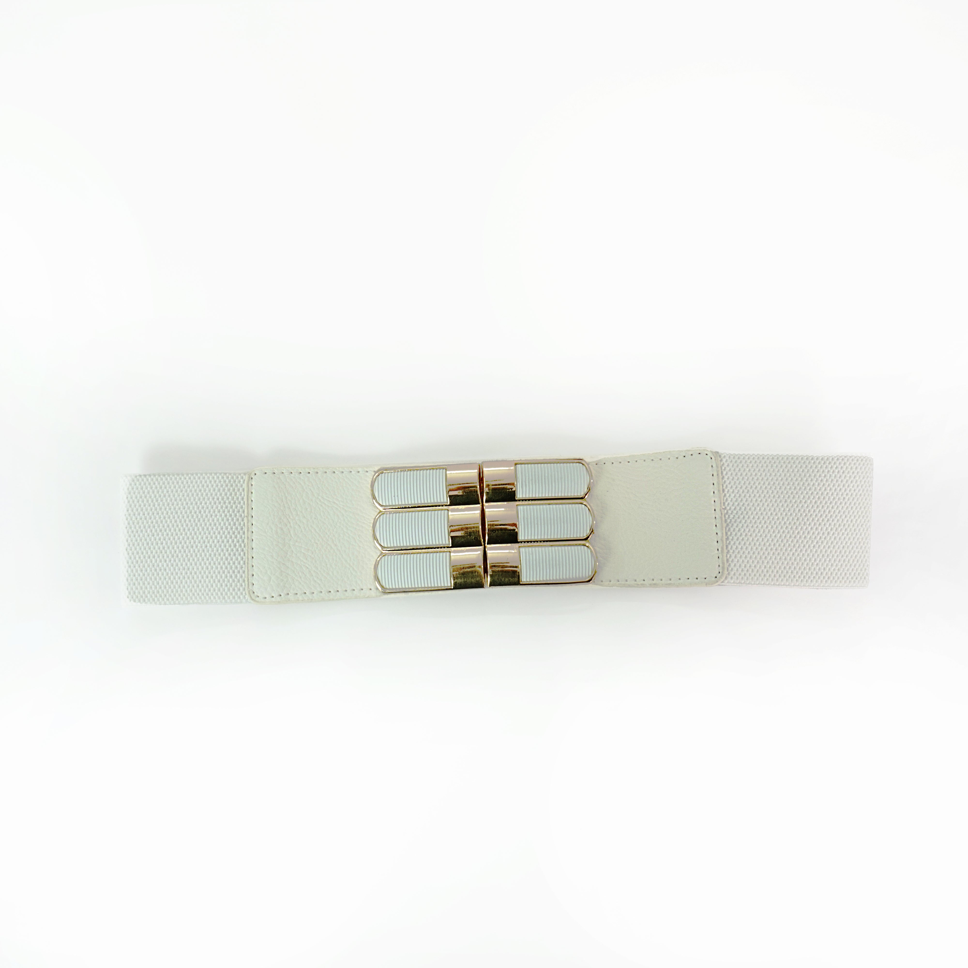 Elegant White Stretch Waist Belt