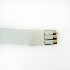 Elegant White Stretch Waist Belt