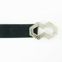 Edgy Black Stretch Belt with Geometric Buckle