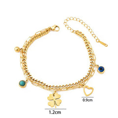 Layered Charm Chain Bracelet (Gold Tone)