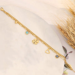 Layered Charm Chain Bracelet (Gold Tone)