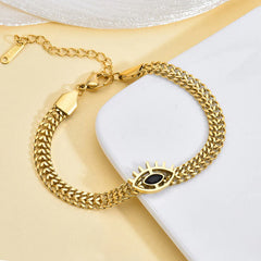 Evil Eye Link Chain Bracelet (Gold Tone)