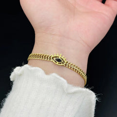 Evil Eye Link Chain Bracelet (Gold Tone)