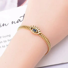 Evil Eye Link Chain Bracelet (Gold Tone)