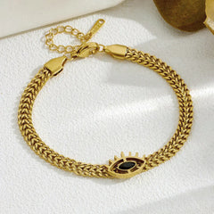 Evil Eye Link Chain Bracelet (Gold Tone)