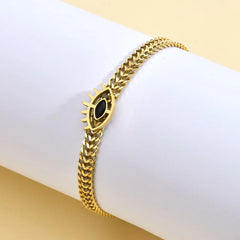Evil Eye Link Chain Bracelet (Gold Tone)