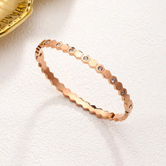 Geometric Crystal Bangle Bracelet (Rose Gold Tone)