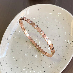 Geometric Crystal Bangle Bracelet (Rose Gold Tone)