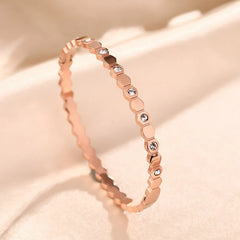 Geometric Crystal Bangle Bracelet (Rose Gold Tone)