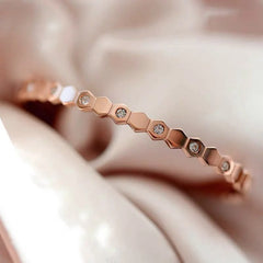 Geometric Crystal Bangle Bracelet (Rose Gold Tone)