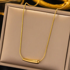 Minimal Bar Pendant Necklace (Gold Tone)