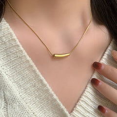 Minimal Bar Pendant Necklace (Gold Tone)