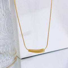 Minimal Bar Pendant Necklace (Gold Tone)