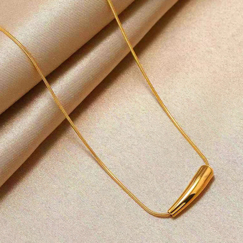 Minimal Bar Pendant Necklace (Gold Tone)