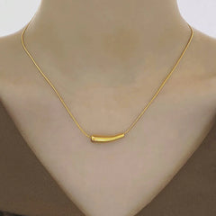 Minimal Bar Pendant Necklace (Gold Tone)