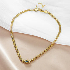 Evil Eye Link Chain Necklace (Gold Tone)