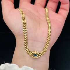 Evil Eye Link Chain Necklace (Gold Tone)