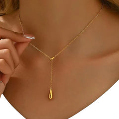 Delicate Drop Y-Chain Necklace (Gold Tone)