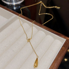 Delicate Drop Y-Chain Necklace (Gold Tone)