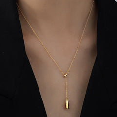 Delicate Drop Y-Chain Necklace (Gold Tone)