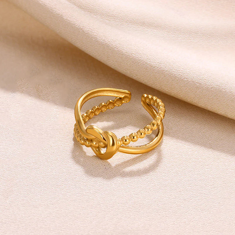 Intertwined Knot Open Ring (Gold Tone)