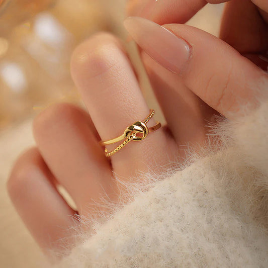 Intertwined Knot Open Ring (Gold Tone)