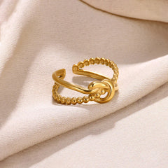 Intertwined Knot Open Ring (Gold Tone)