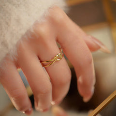 Intertwined Knot Open Ring (Gold Tone)