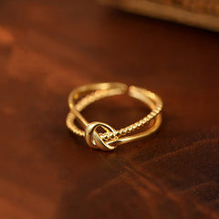 Intertwined Knot Open Ring (Gold Tone)