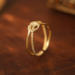 Intertwined Knot Open Ring (Gold Tone)