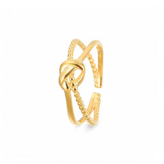 Intertwined Knot Open Ring (Gold Tone)