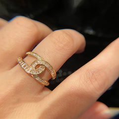 Infinity Loop Crystal Open Ring (Gold Tone)